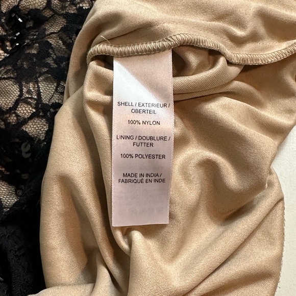Adrianna Papell Black Lace Embellished Beaded Dress Nude Lined Size 6 NWT - Picture 12 of 14